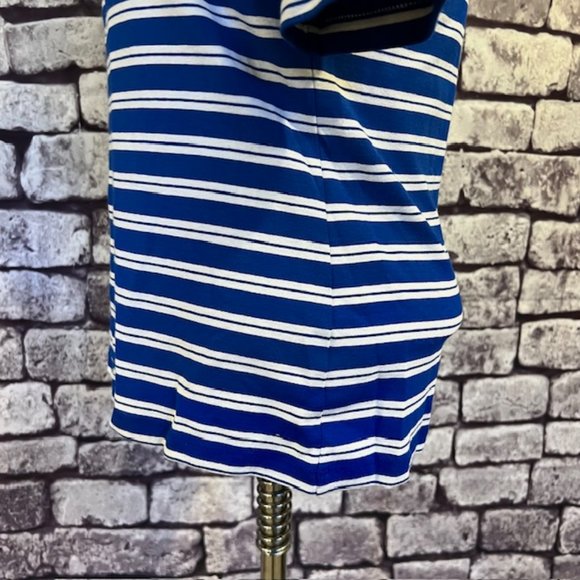 Talbots Blue & White Stripe Square Neck Blouse Size M - Picture 4 of 8